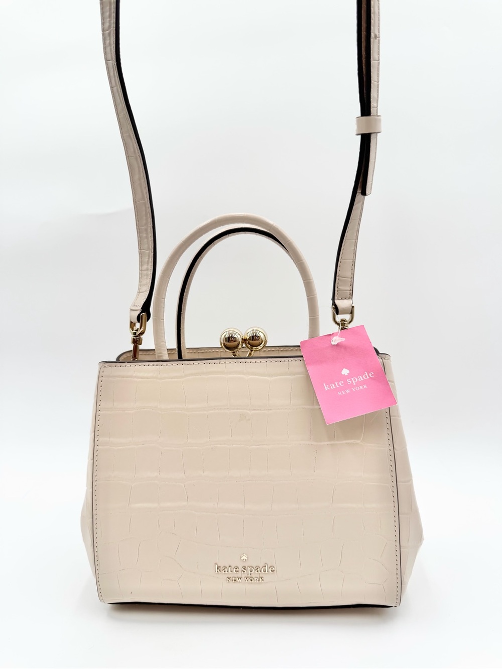 kate spade Cream Croc-Embossed Top-Handle Crossbody